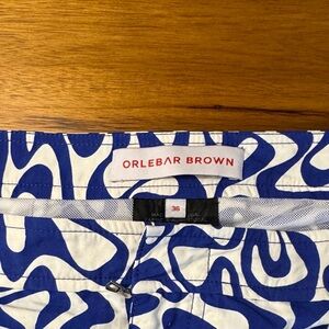 Orlebar Brown Abstract Blue and White Swim Shorts